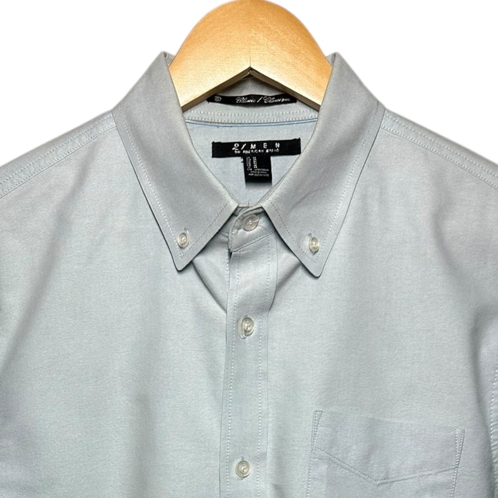 21 Men Button Down Shirt Mens‎ Medium Light Blue Excellent Oxford Long Sleeve